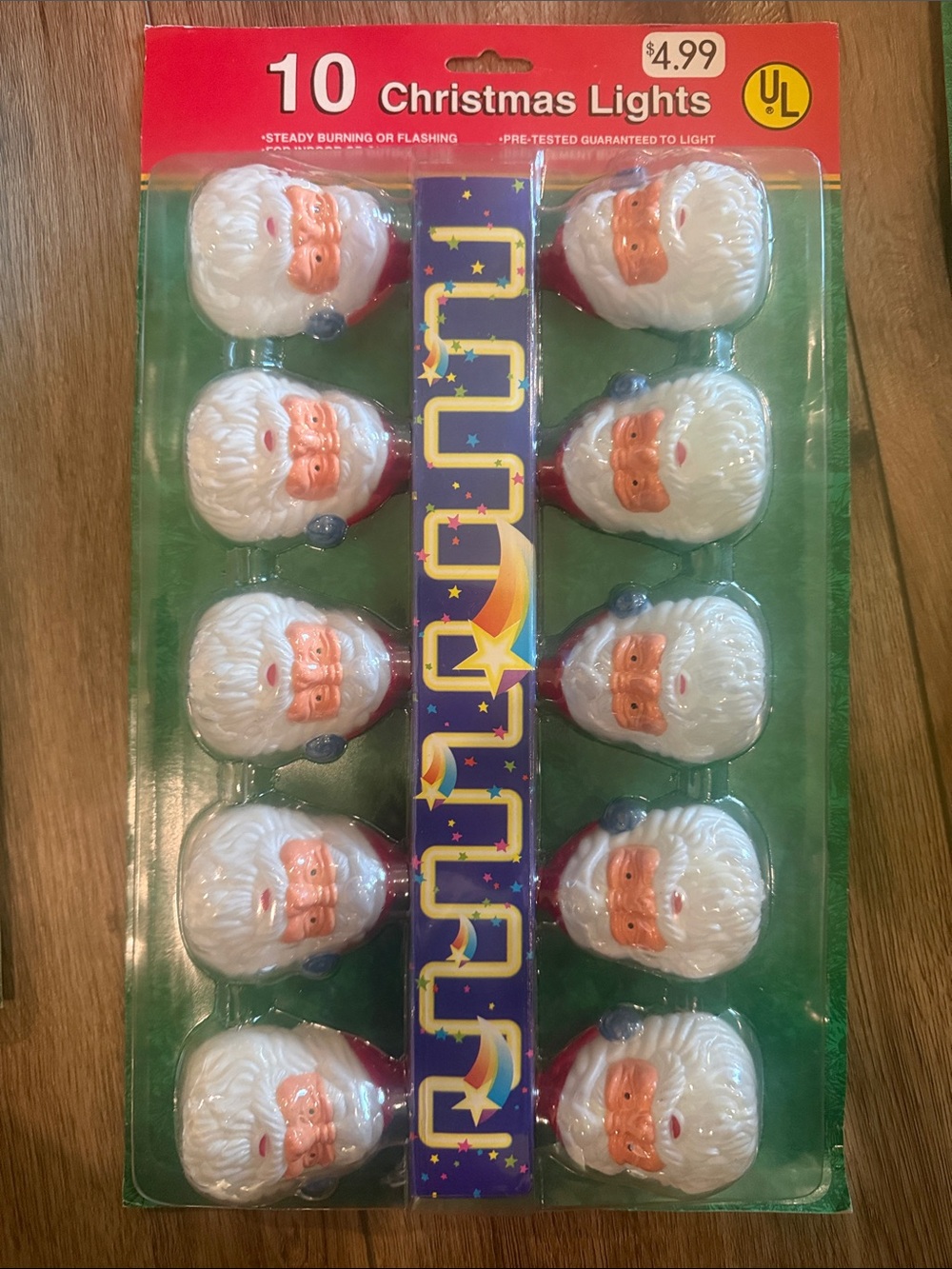 1995 Vintage Blow Mold Hobby Lobby Santa Christmas Light Set - 30 lights!